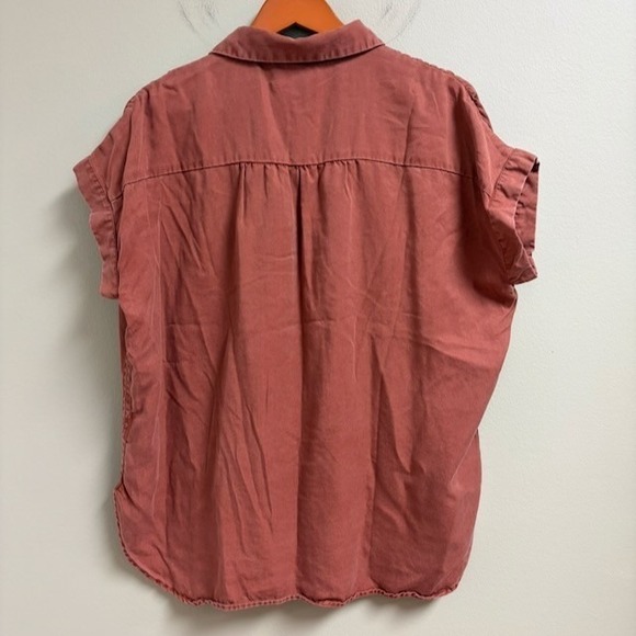 Quince Vintage Wash Tencel Camp Shirt Terracotta Size M Preppy Minimalist Boxy - Picture 2 of 7